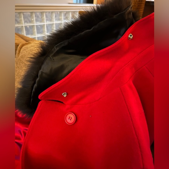 Stunning ❤️ Vintage ‼️ Wool & Cashmere Coat With Removable Fur Collar & Cuffs - Picture 8 of 11